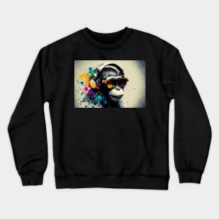 color splash music monkey #3 Crewneck Sweatshirt